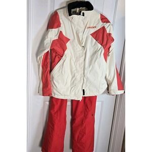 Spyder Ski Suit Snowsuit Two Piece Snow Bib Pants Sz 8 & Coat Sz 10 Womens Red